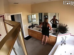 Brett Rossi In Horny Stepmom Massages Stepsons Huge Cock mirror box car