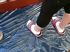 Step son behind step mom pulled out dick while she paint the door