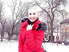 German Scout - Slim girl Lulu in fur jacket and leggings pickup and cheating fuck on street