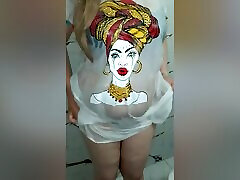 A Moroccan Woman Alone In The Bathroom Wearing Hot big coke anime Clothes And Without Underwear