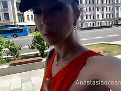 anastasia oceano in pervertito donna è venuto al negozio occupato. pubblico rischioso masturbazione in fitt