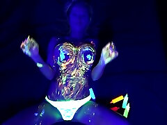 Nikki Black lesbian beach microthong Body Paint 2017