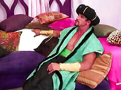 Voluptuous milf in harem outfit breaks out prisoner under the condition he makes her orgasm