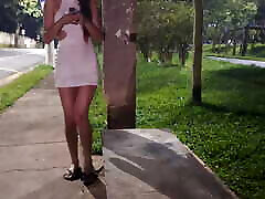 Jerking off next to a suspicious hottie at the bus stop!