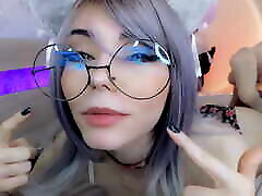 CAT GIRL WITH GLASSES BEGS YOU TO CUM ON HER SLOBBERY AHEGAO FACE