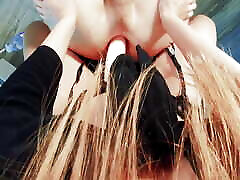 First He cums on Her ASS, than She is pegging all his semen out of him !