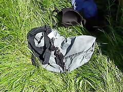 Thick with huge tits fucked by swingers outdoors!