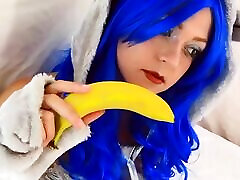 Cosplayer penetrates her hairy pussy with a lonly mom and aon