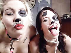 Two pale sluts with face painting on them, shaming themselves by acting like bitches