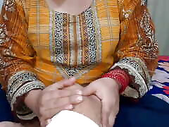 father-in-law fucked by daughter-in-law on the pretext oil massage with clear Hindi audio .