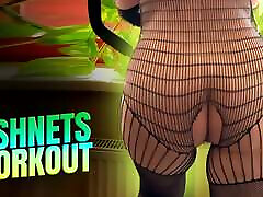 Morning workout in Fishnets Part Two ????