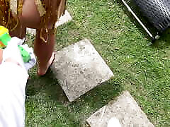 Hot Girl Visits Alien&039;s House and Gets Fucked in the Garden by the Pool