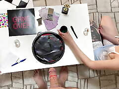 The Cum Contest Two Girls Hot CFNM Dice Challenge with Precum Weighing Try not to Cum Style Stroking and Instructions