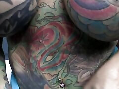 Busty tattooed slut gets fucked on the pool jeans girl fucked by a massive black cock