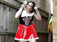 sexy Wench strutting her stuff in heels outdoors
