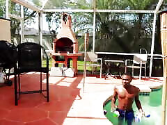 2 Ebony Girls Enjoying Water and Sucking Dick Poolside