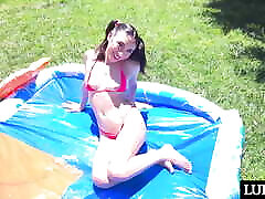 Amber Summer Slips And Slides On A Cock