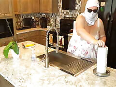 Big Boob busty milf white girl maid with hot juicy fat ass in www xxx tamil babhi com dress panties to the side cleaning house showering