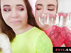 EDEN IVY & MONIKA WILD Gape, Fart & stranger dick flash with MASSIVE Anal Dildos