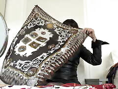 Elegant Silk Scarf and Sexy Black Leather