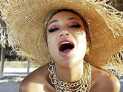 Monika Fox Solo strokella cock tease With Squirt And Prolapse On Beach