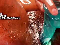 Chocolate Oiled Ebony BBW with Big Ass Fucking Creamy Pussy