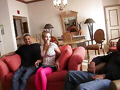 Beautiful Ebony Babe Gets Spitroasted in A Threesome