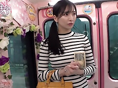 Japanese Babe experiences her first hairy squirting experience in the magic mirror truck