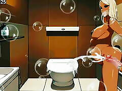 zusammenstellung schwangere frau genießt glory hole bei arzt gynäkologe toilette cartoon hentai animation