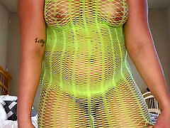 Transparent Neon Fishnet Dress Try On Haul with Erika Kay