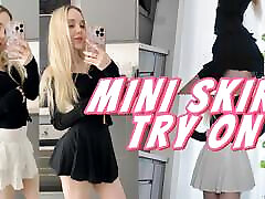 Mini oils pron Try On - Trying all my suction cup dildo redhead skirts! TRY ON HAUL