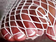 Pink office xxx vk Pedicure Feet in Fishnets