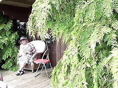 AuntJudys - 66yo Hairy Mature submissive karen Mrs. Claire Sucks Your Cock in the Garden POV
