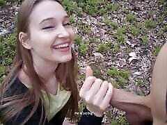 Sexy nymphomaniac in the forest made me cum in her mouth