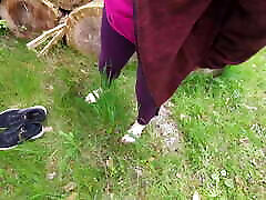 Slapping the naked pig in the woods