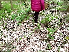 Vagina and tit spanking outdoors