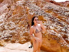 swallowing pee on the public beach and face fucked!! In the end she cums on my face!!