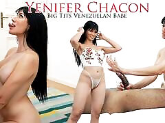 Busty Latina Yenifer Chacon Interracial Handjob and Blowjob