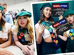 Shoplyfter - Girl Scout Cuties Get Caught and Punished by public strangers creampie Officer for Scamming Costumers