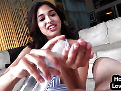 Real 21yo HJ lover spoils POV dick with her oiled hands