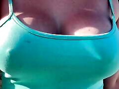 Italian Big Tits Milf Artemisia Love walking in Miami Hard big nipples boobs bouncing slow mo