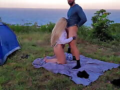 Risky Sex Real Amateur Couple Fucking at Camp