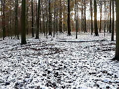 Throwing erik squirt balls on her naked tits in the woods