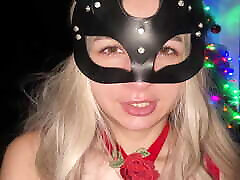 Merry Christmas! Deepthroat in the angie movie Year with tears in a beautiful harness! POV!