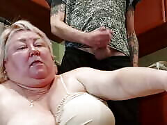 hot cum in stepmom&039;s mouth after jerking off a cream pie ratting in the kitchen