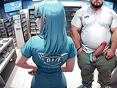 Cell buteyful quine saleswoman sees my penis in a store.