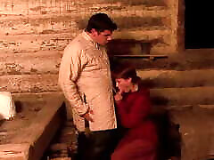 The barn gets steamy once the brunette gets in the mood for raunchy anal sex