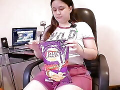 Watch as I Continue to Fill up My Tummy, with Some Spicy Fries and Soda! My Belly Is Getting Rounder, Ain&039;t It? Want Me to Sit O