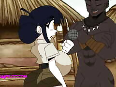 Big Boobs Reporter Visiting The BBC Tribe - Cartoon Parody