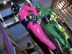 Latex Chicks Seduce Their Friend